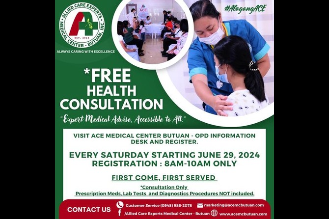 Avail of our Free Health Consultation EVERY SATURDAY at ACE Medical Center Butuan.