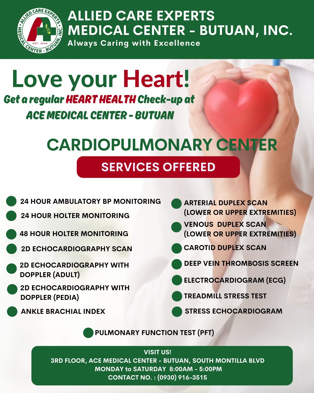 GET YOUR HEART HEALTH CHECK-UP AT ACE MEDICAL CENTER –  BUTUAN